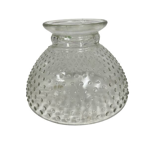 VINTAGE CLEAR GLASS HOBNAIL LAMP CHANDELIER HURRICANE SHADE W/ 8” FITTER - HLBN - Picture 1 of 6